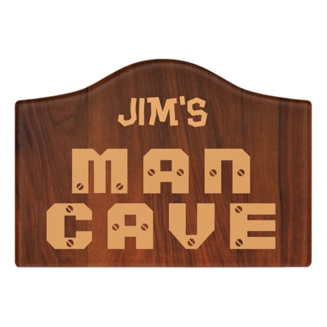 Rustic Monogram Man Cave Door Sign (Small Crest Front)