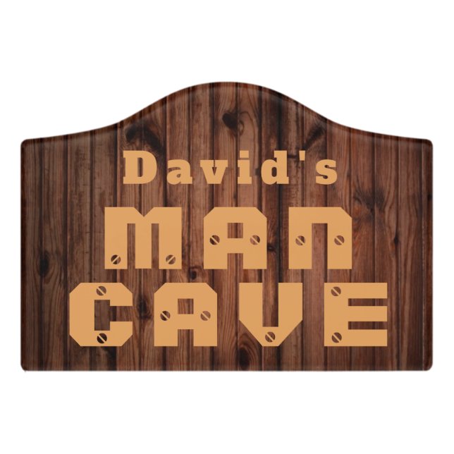 Rustic Monogram Man Cave Door Sign (Small Crest Front)