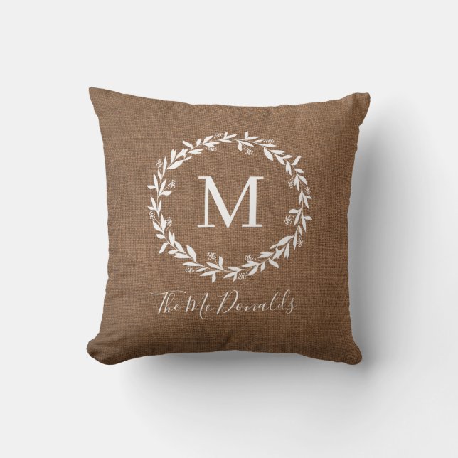 Rustic Monogram | Modern Farmhouse Throw Pillow (Front)