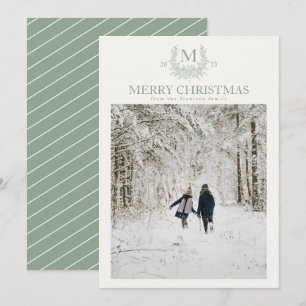 Rustic monogram Morning Sky personalized initial Holiday Card