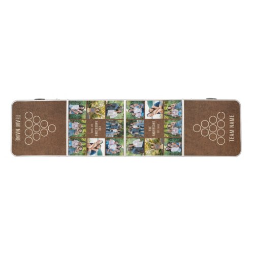 Rustic Monogram Name Photo Collage Pong Table