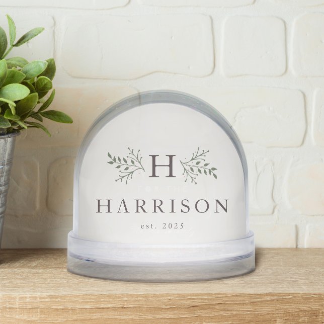 Rustic monogram newlywed one photo snow globe (Creator Uploaded)