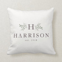 Rustic monogram newlywed pillow