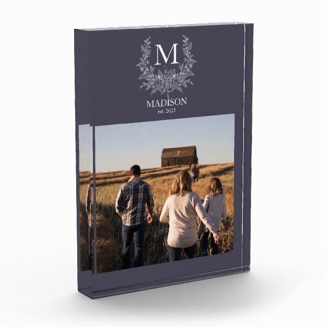 Rustic Monogram Personalized Initial Photo Block (Left)