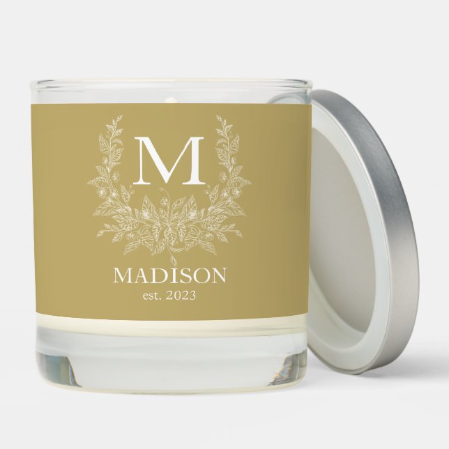 Rustic Monogram Personalized Initial  Scented Candle (Lid)