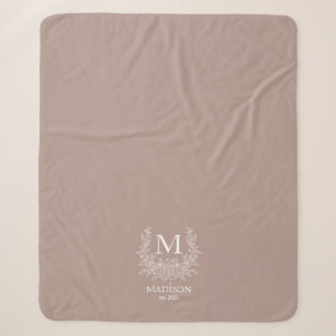 Rustic Monogram Personalized Initial Sherpa Blanket