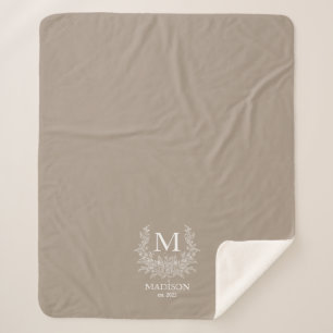Rustic Monogram Personalized Initial Sherpa Blanket