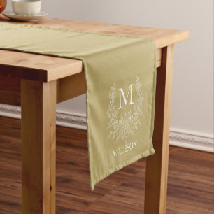 Rustic Monogram Personalized Initial  Short Table Runner
