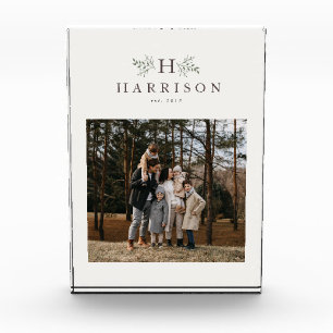 Rustic monogram personalized photo block