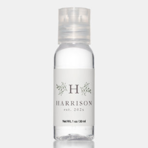Rustic monogram personalized wedding favor hand sanitizer