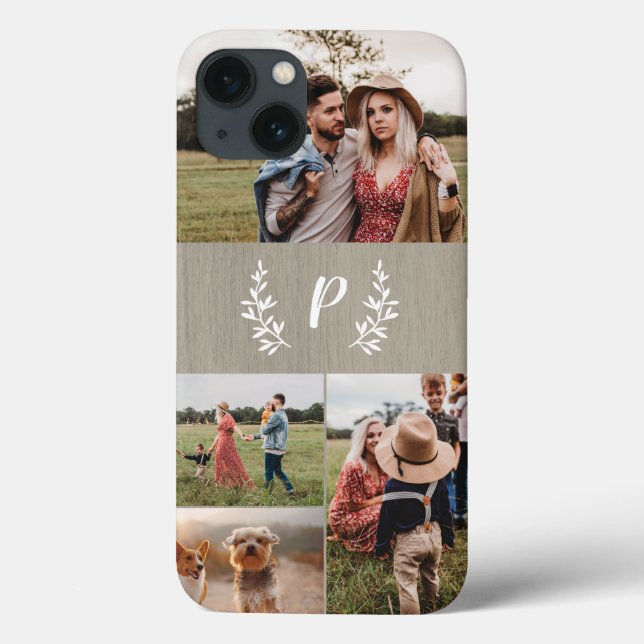 Rustic Monogram Photo Collage Case-Mate iPhone Case (Back)