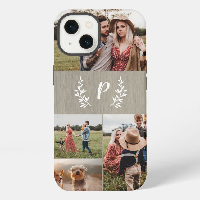 Rustic Monogram Photo Collage Iphone Case (Back)