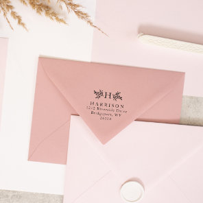 Rustic monogram return address rubber stamp