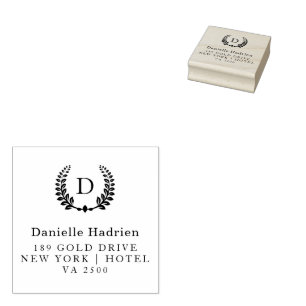 Rustic monogram return address rubber stamp