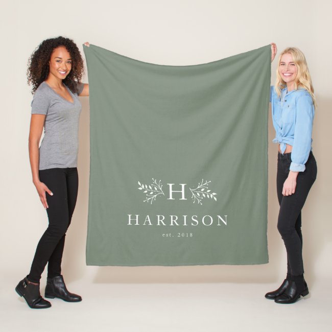 Rustic monogram sage newlywed blanket