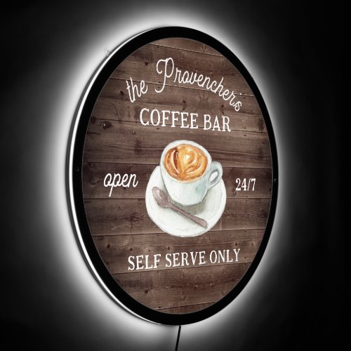 Rustic Monogram Self Serve Coffee Bar LED Sign
