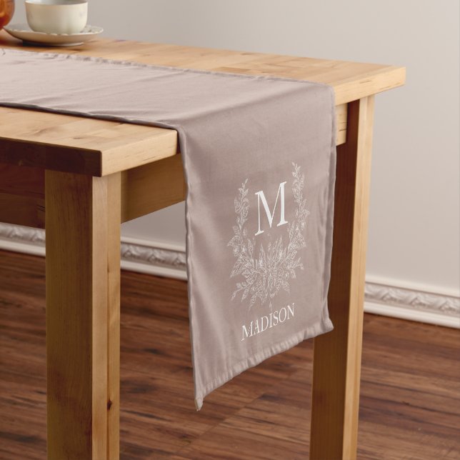 Rustic monogram Silver Pink personalized initial  Short Table Runner (In Situ)
