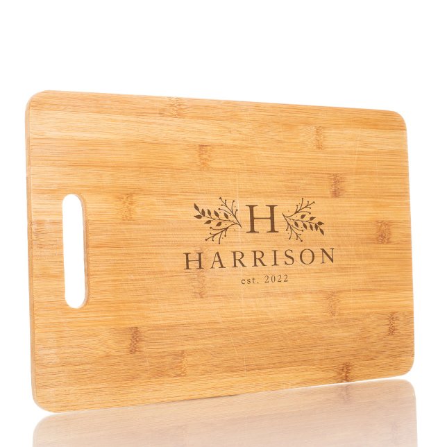 Rustic monogram simple initial and last name engraved cutting board (Creator Uploaded)