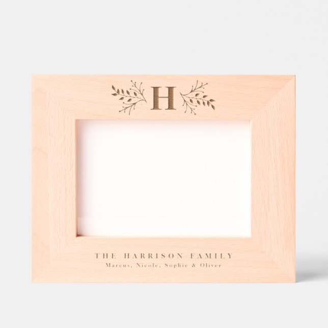 Rustic monogram simple initial and name engraved frames (Front)
