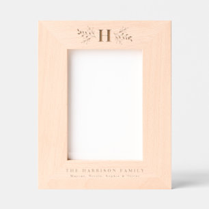 Rustic monogram simple initial and name engraved frames