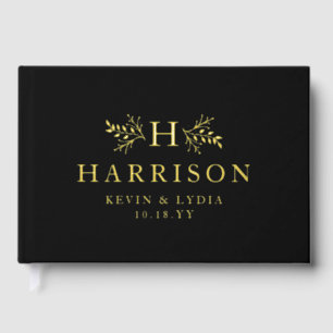Rustic monogram simple initial and name wedding foil guest book 