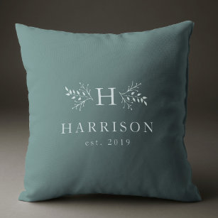  Floral Monogram W Pillow Cover, Light Blue Pillow Cover,  Personalized Floral Initial Throw Pillow, Initial Pillow Cover, Alphabet  Cushion Pillow Case : Home & Kitchen