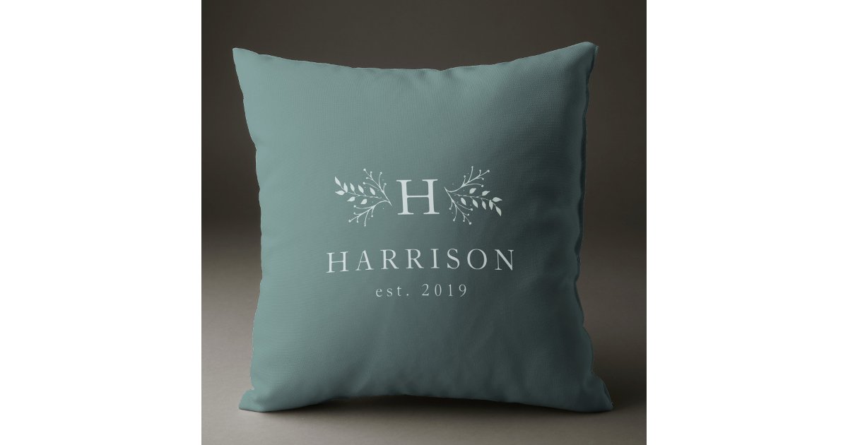 Rustic Monogram Soft Blue Personalized Initial Throw Pillow Zazzle