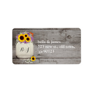 Rustic Monogram Sunflower Address Labels