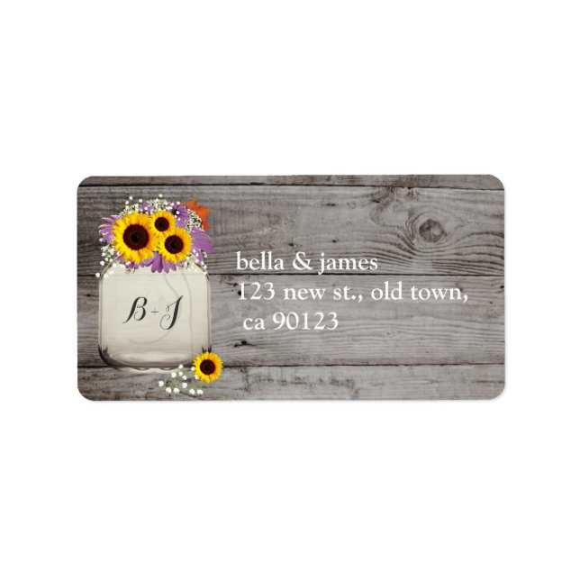 Rustic Monogram Sunflower Address Labels (Front)