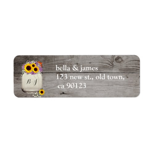 Rustic Monogram Sunflower Return Address Labels