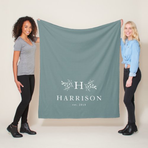 Rustic monogram teal newlywed blanket