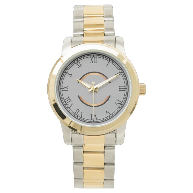 Rustic Monogram Unisex Oversized Two Tone  Watch (Front)