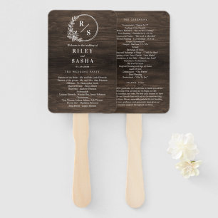 Rustic Monogram Wedding Ceremony Program Fan