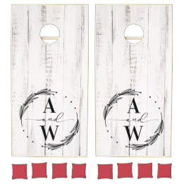 Rustic Monogram Wedding Guest Book Alternative Cornhole Set