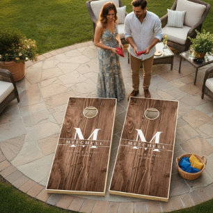Rustic Monogram Wood Custom wedding Cornhole Set