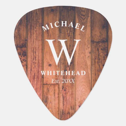 Rustic Monogram Wood Guitar Pick