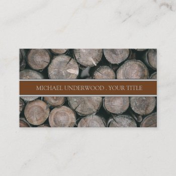 Rustic Monogram Wood Logs Builder Business Card by PersonOfInterest at Zazzle