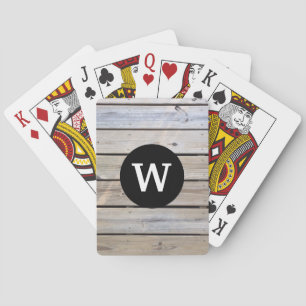 Rustic Monogram Wood Slats Poker Cards