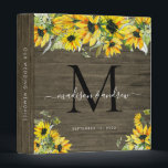Rustic Monogram Wood Sunflower Flora Wedding Album 3 Ring Binder<br><div class="desc">Elegant Rustic Country Monogram Wood Sunflower Watercolor Floral Script Name Wedding Memories Photo Album Story 3 ring binder</div>