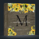 Rustic Monogram Wood Sunflower Flora Wedding Album 3 Ring Binder<br><div class="desc">Elegant Rustic Country Monogram Wood Sunflower Watercolor Floral Script Name Wedding Memories Photo Album Story 3 ring binder</div>