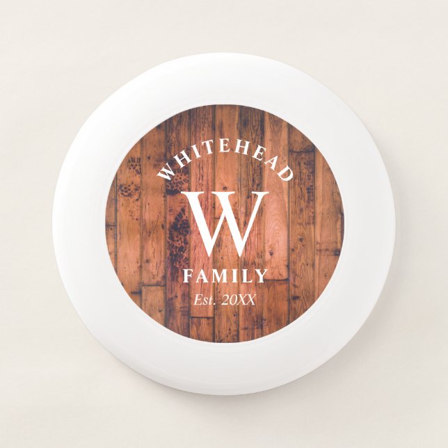 Rustic Monogram Wood Wham-O Frisbee (Front)
