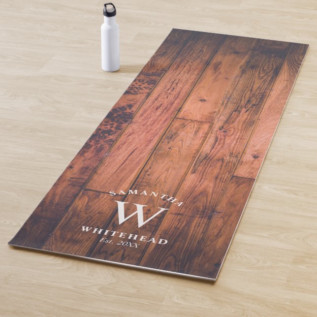 Rustic Monogram Wood Yoga Mat (In Situ)