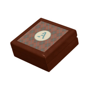 Rustic Monogrammed Argyle Keepsake Box