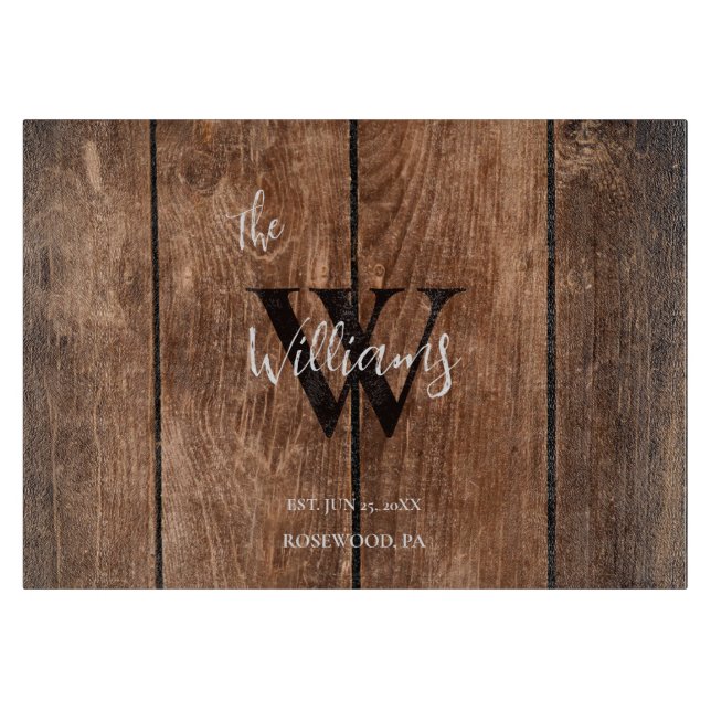 Rustic Monogrammed Cutting Board (Front)
