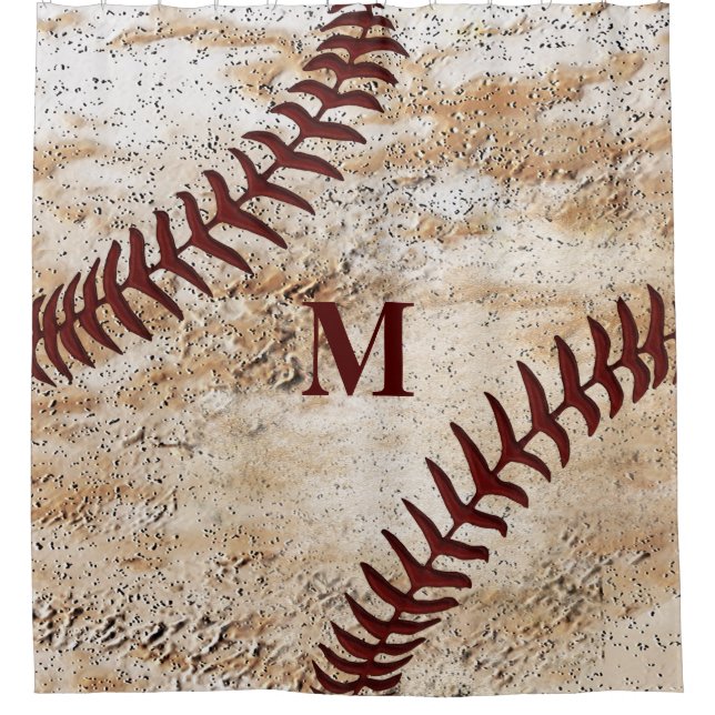 Rustic Monogrammed Shower Curtain for Men (Front)