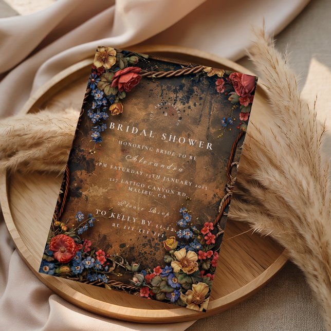 Rustic Moody Autumn Floral Bridal Shower Invitation (Creator Uploaded)
