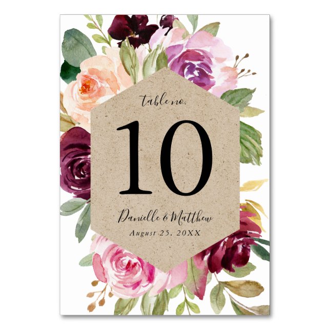 Rustic Moody Floral | Personalized Table Number (Front)