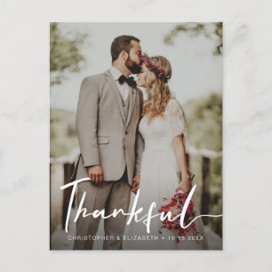 Rustic Moody vertical Wedding photography Thankful Postcard
