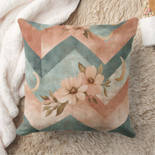Rustic Moon Floral Chevron Earthy Pattern (10) Throw Pillow