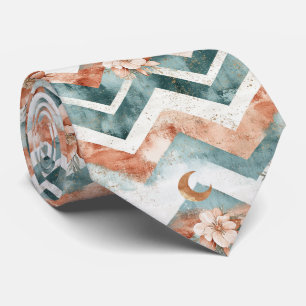 Rustic Moon Floral Chevron Earthy Pattern (4) Neck Tie